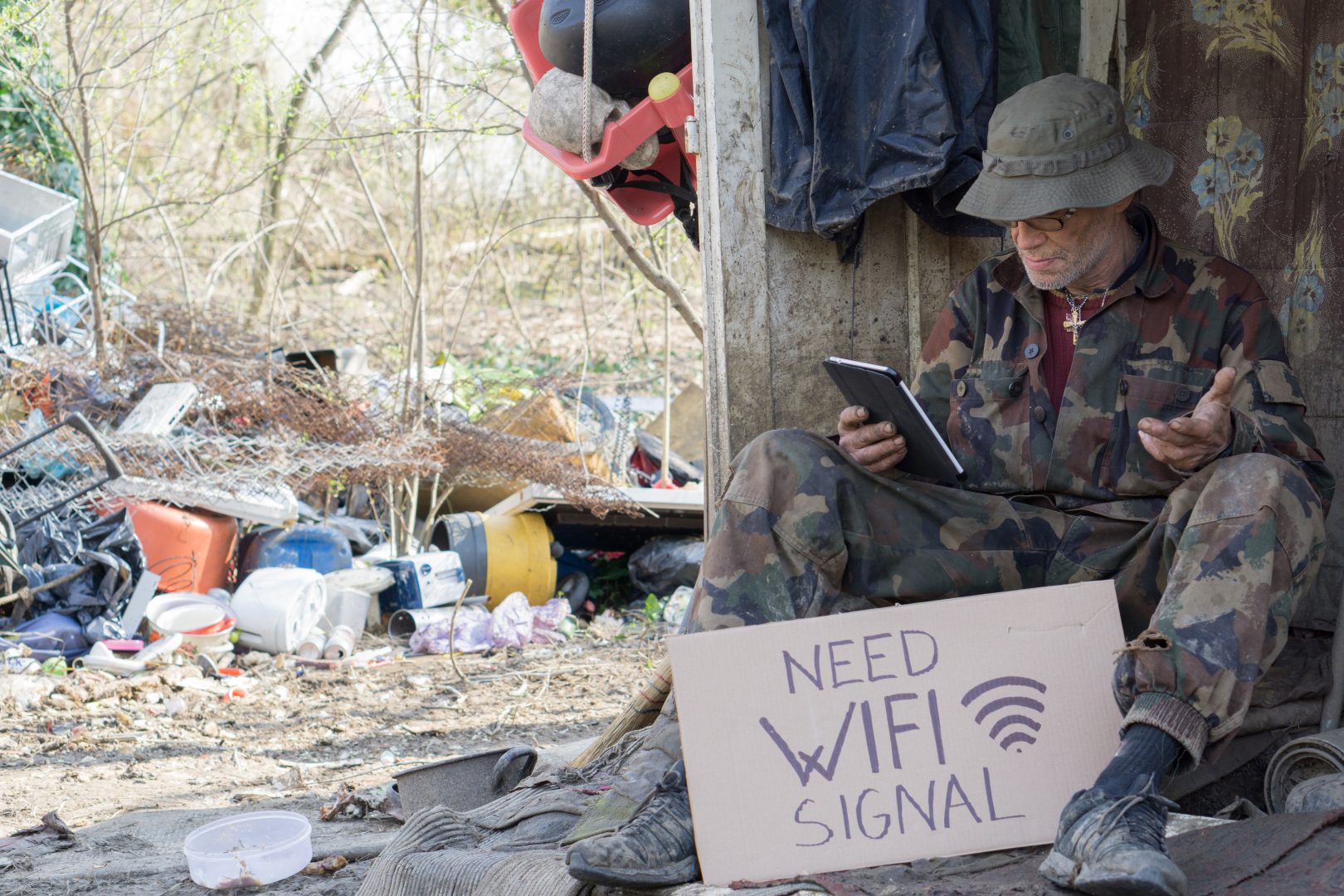 Man holding tablet