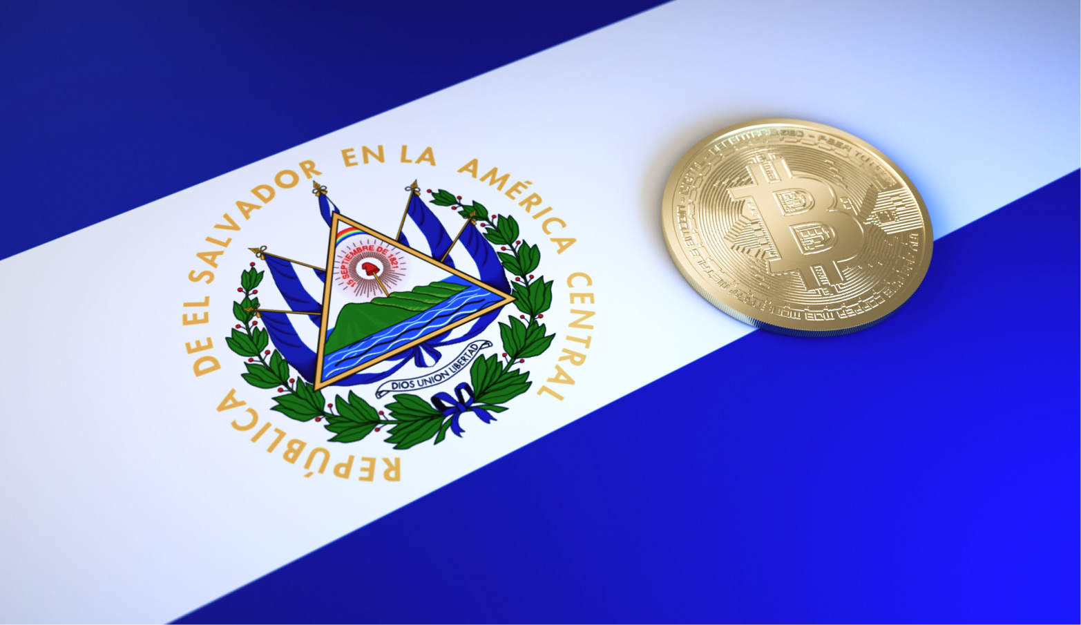 Flag of El Salvador with "Bitcoin" 